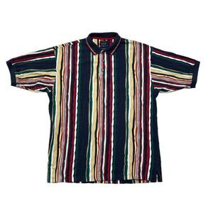 Cotton Traders‎ Polo Men's Size Medium 3D Knit Coogi Style Vintage Polo Shirt